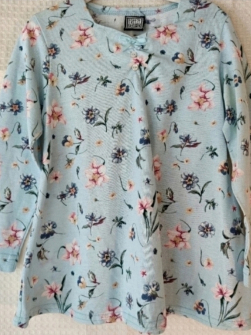 Vintage Freeze Frame Baby Blue, Floral, Long Sleeve Top Girls Size M (5-6)💰